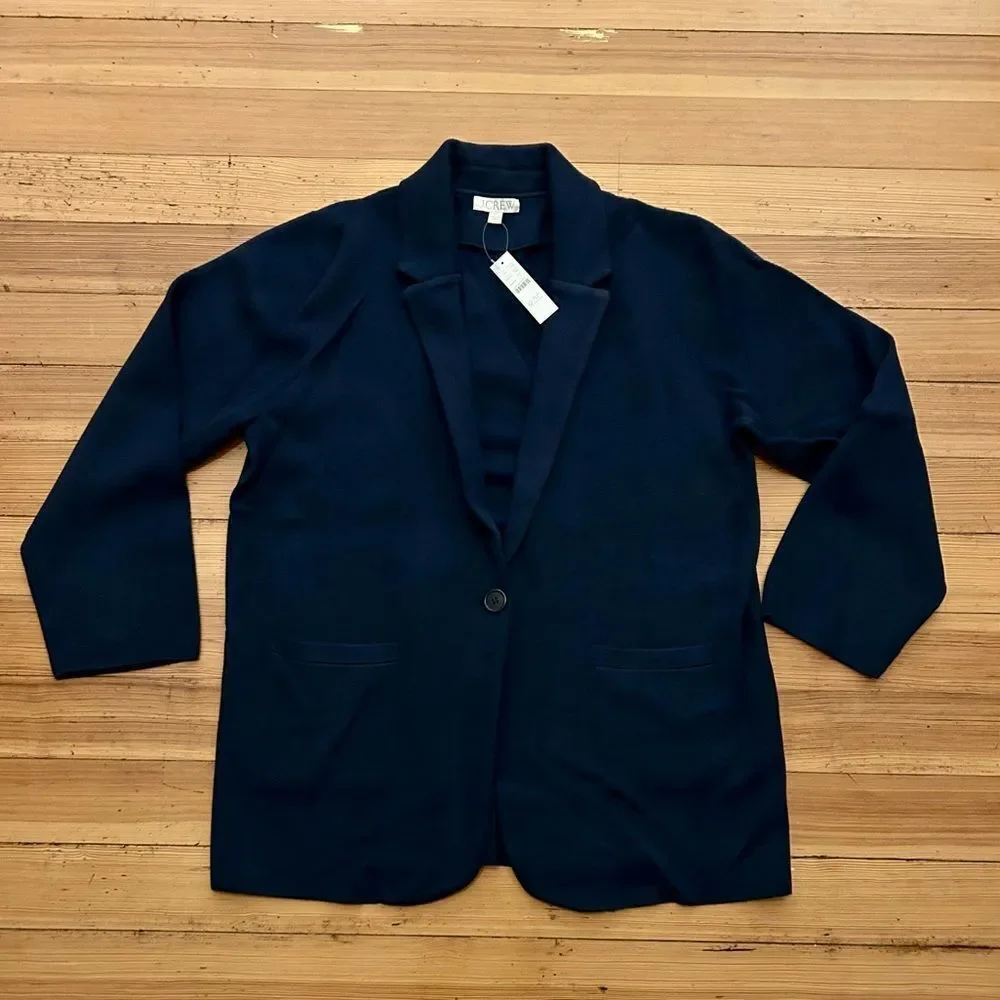J. Crew Cecile relaxed sweater-blazer. Navy. Size L. NWT.